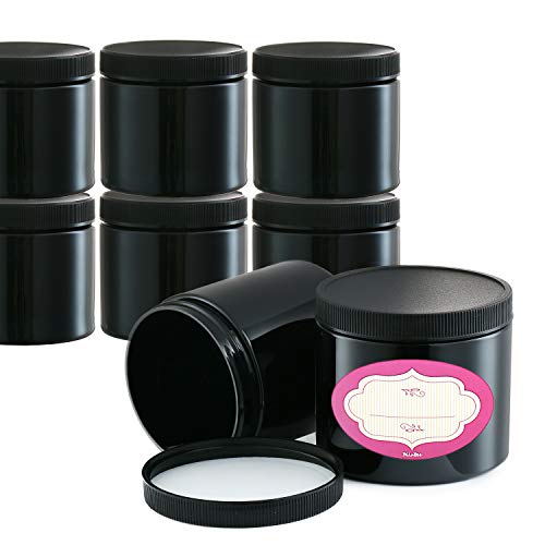 Cosmetic Containers | Pack of 12, 8 oz, BPA-Free Plastic Jars with Lids & Labels