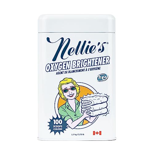 Nellie's Oxygen Brightener - 100 Scoops - Planet Friendly Stain Remover - Safe Alternative to Bleach - Septic-Safe Formula - Compact Powder Form