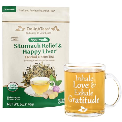 Organic Liver Detox Tea | Ayurvedic Blend, Stomach Relief, Inspirational Mug