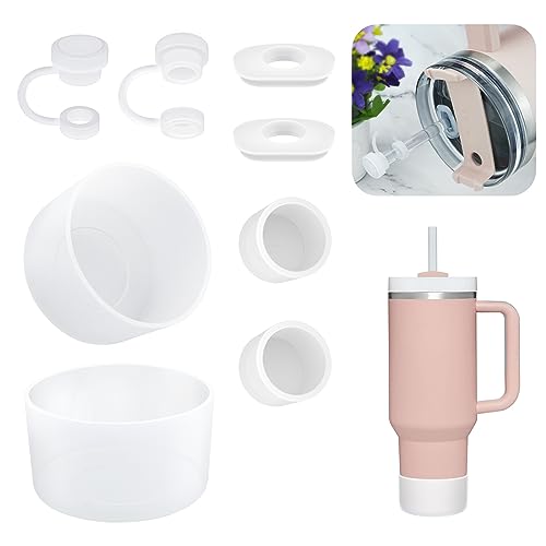 Cup Accessories Set | 8 Pieces, Includes Straw Covers, Spill Proof Toppers, Silicone Boots