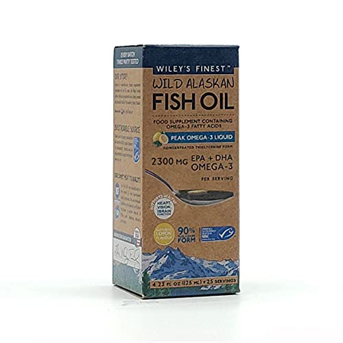 Wiley's Finest Peak Omega-3 Liquid 2150mg EPA + DHA Omega-3 Natural Wild Alaskan Fish Oil Food Supplement 25 Servings