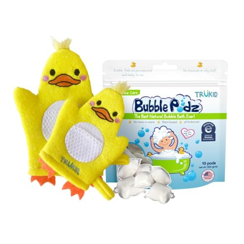 Bubble Bath Pods & Wash Gloves Bundle | 10 Count Pods, Gentle for Kids, Parent & Child Set