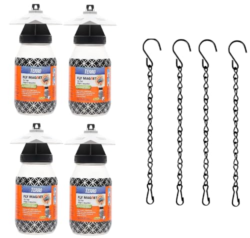 Fly Trap | 4 Pack, Reusable, Includes Bait Packets and Hanging Chain