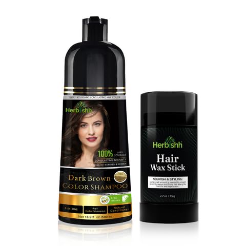 Hair Color Shampoo | Dark Brown, 500 mL + Hair Wax Stick