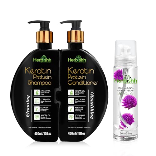 Shampoo & Conditioner Set | Keratin Infused, Essential Care Flower Oil