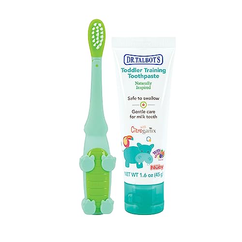 Toddler Toothbrush & Fluoride-Free Toothpaste | Alligator Design, 1.6 oz, 6+ Months