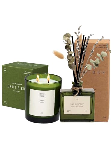 Candle Set | Wild Lavender Scent, Includes Reed Diffuser & Dried Flowers