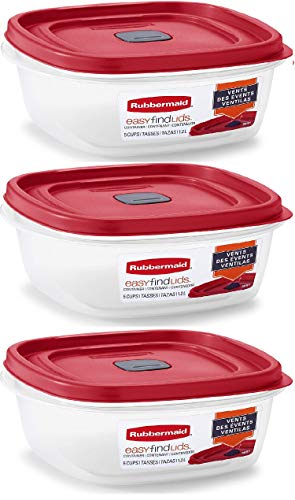 Food Storage Container | 5-Cup, Square, Pack of 3, Red, Vented