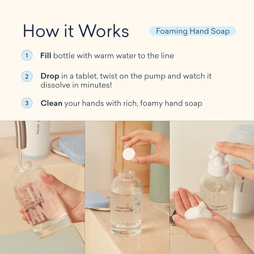 Hand Soap Duo | 2 Refillable Glass Dispensers, 8 Tablet Refills, Variety Scents, 72 fl oz Total