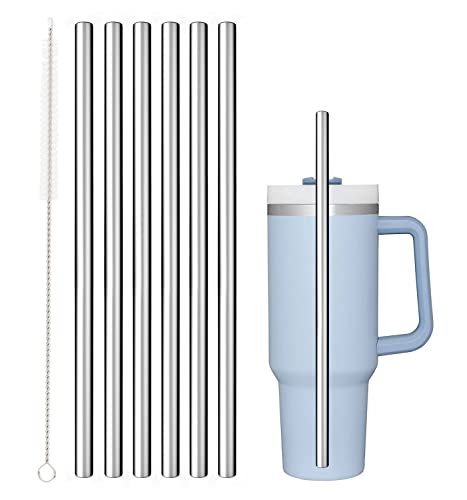 Reusable Straws | 6 Pack, Compatible with Stanley 40 oz & 30 oz Tumblers, Includes Cleaning Brush