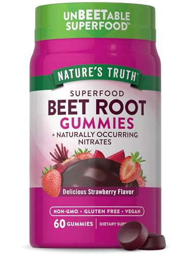 Beet Root Gummies | 60 Count, Vegan, Non-GMO, Gluten Free, Strawberry Flavor