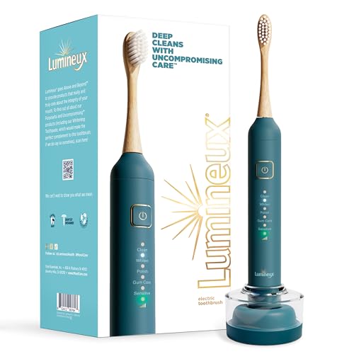 Electric Toothbrush | Rechargeable, Comes w/ 2 Bamboo Brush Heads & Charging Station