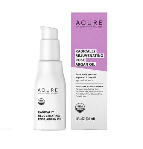 ACURE Radically Rejuvenating Rose Argan Oil - Face, Hair & Body Oil Serum Rich in Vitamin E - Lightweight, Non-Greasy, Vegan - 1 Fl Oz