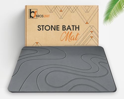 Bath Mat | Large, Water Absorbing Diatomaceous Earth, Non-Slip, Quick Dry, 23.5x15.7 Inches