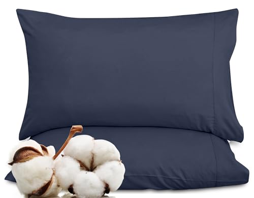 Pillowcase Set | 300 Thread Count, 100% Cotton, Standard Size, Navy Color, Set of 2