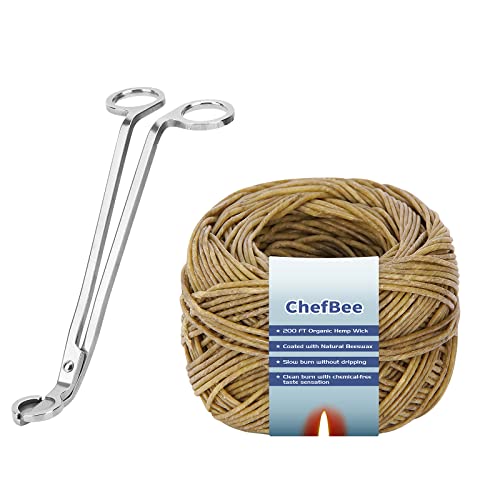 Candle Wick Trimmer | 200 feet Organic Hemp Wick, 100% Natural