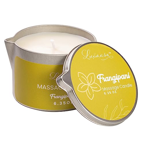 Massage Candle | Organic Soybean Wax, Jojoba Oil Infused, 6.35 oz, Frangipani Scent