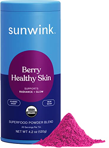 Sunwink Berry Healthy Skin Superfood Powder | Superfood Drink Mix for Radiance Glow & Hydration | Superfood Hydration Powder with Acai, Goji Berry, Amla, Raspberry, & Pineapple | 4.2 oz, 20 Servings