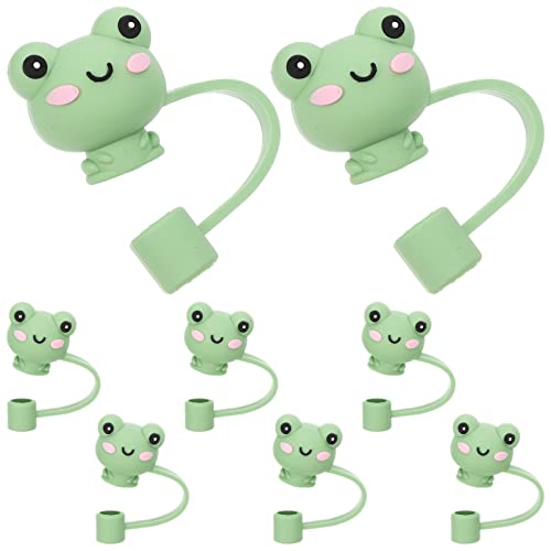 Animal Straw Toppers | 8 Pack, Reusable, Cute Frog Design