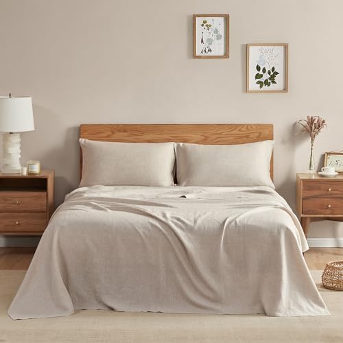 Linen Sheets Set | 100% French Linen, Breathable, Natural Color, Queen Size, 4 Pieces