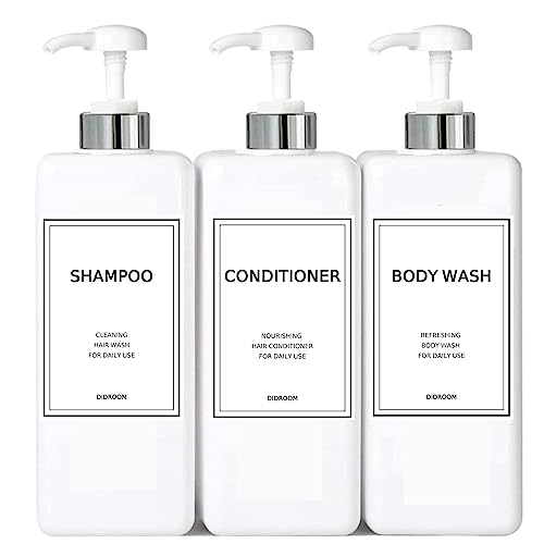 Shampoo Dispenser | 21 oz, Pack of 3, Refillable Pump Bottles