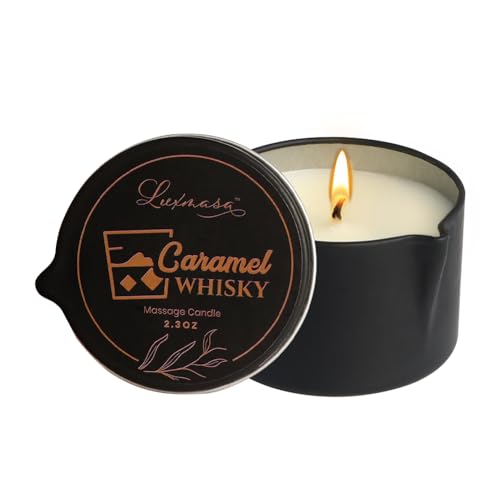 Massage Oil Candle | Soybean Wax, Caramel Whisky Scent, 2.35 ounces