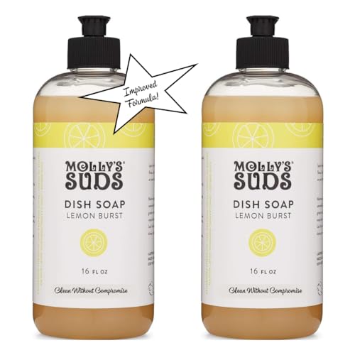 Dish Soap | Long-Lasting, Plant-Powered Ingredients, Herbal Lemon Scent, 16 oz - 2 Pack