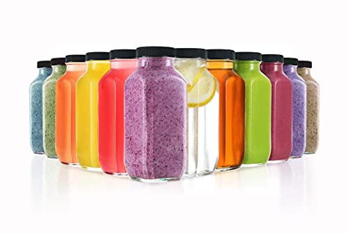 Glass Juice Bottles | 8 oz, 12 Pack, BPA-Free, Reusable