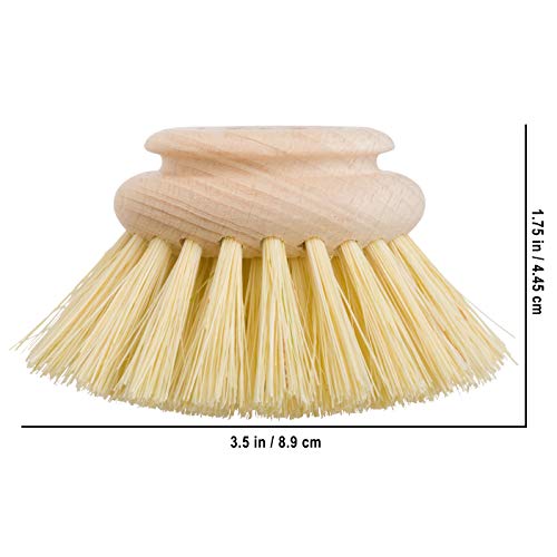 Scrub Brush Head | Tampico Fiber, Untreated Beechwood, 2-Inches