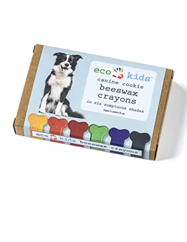 eco-kids Beeswax & Soy-Wax Canine Cookie Crayons (6-Pack) - Assorted Vibrant Food-Grade Colors – Coloring, Drawing, Creative Play - Durable & Long Lasting - Safe & Non-Toxic - Made in USA – Ages 5+