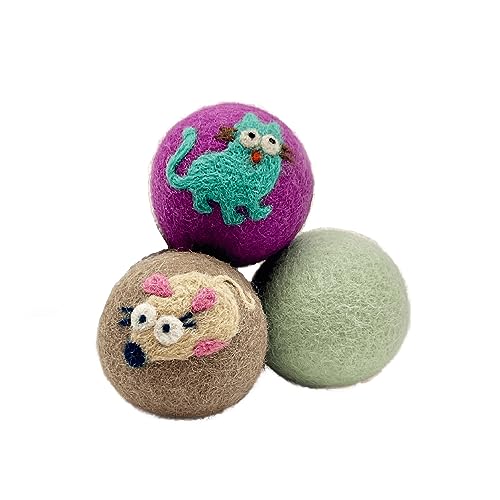 Cat Toy | 100% New Zealand Wool, Pack of 3, Handmade