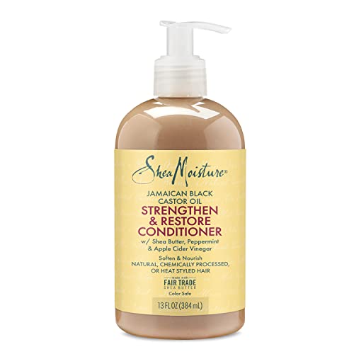 SheaMoisture Conditioner 100% Pure Jamaican Black Castor Oil to Intensely Smooth and Nourish Hair with Shea Butter, Peppermint and Apple Cider Vinegar 13 oz