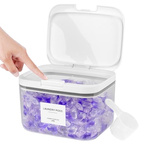 Laundry Pods Container | Includes 24 Waterproof Labels, Organized Storage