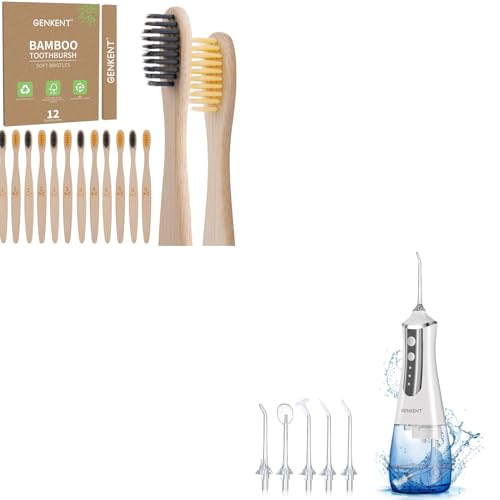 Dental Care Kit | Water Flosser, 12 Bamboo Toothbrushes