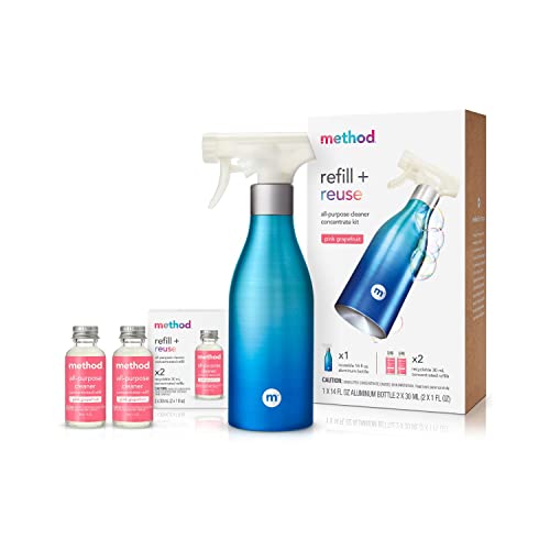 All-Purpose Cleaner Starter Kit | Pink Grapefruit, 14 fl oz Reusable Bottle, 2 Recyclable 1 fl oz Refills