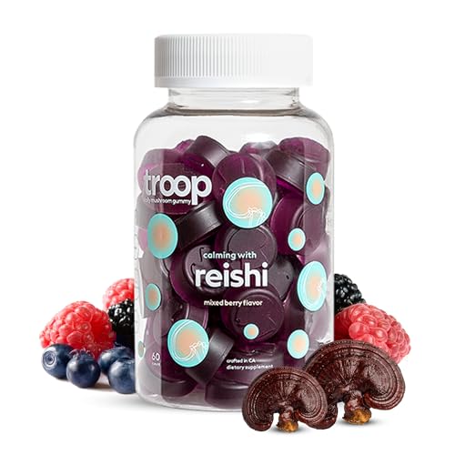 Mushroom Supplement | Reishi Gummies for Stress Management, Calm, Sleep, 60 Count