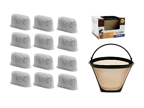 Coffee Filter Set | 8-12 Cup, Includes 12 Charcoal Water Filters