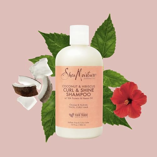 SheaMoisture Curl and Shine Coconut Shampoo Coconut and Hibiscus for Curly Hair Paraben Free Shampoo 13 oz