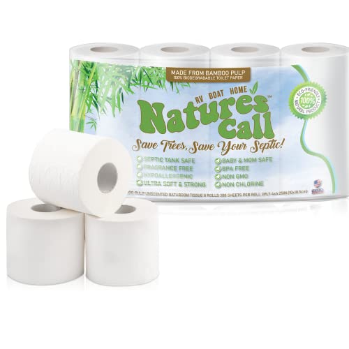 Toilet Paper | 100% Bamboo, 2-Ply, Quick Dissolve, 8 Rolls