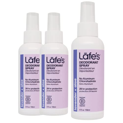 Natural Deodorant Spray | Lavender & Aloe, 4 oz, Aluminum Free, 3 Pack