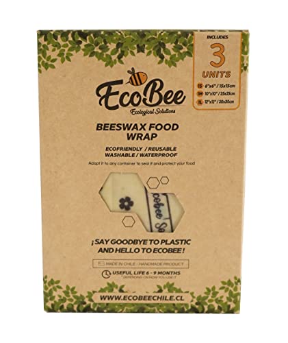 Beeswax Food Wrap | Pack of 3, Small, Medium, Large, Reusable, Eco-Friendly