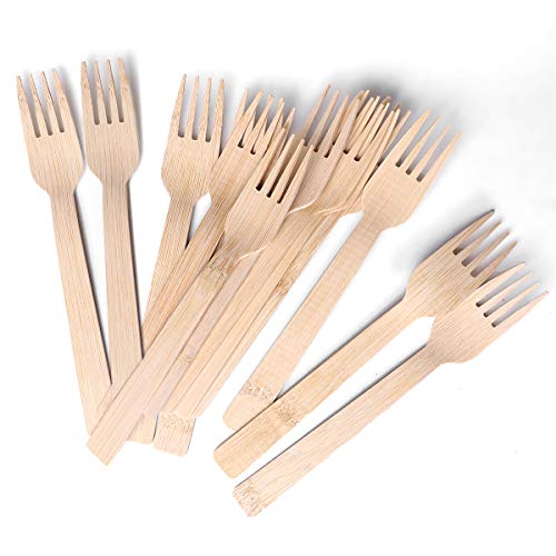 Bamboo Forks | Pack of 100, 6.7", Compostable, Biodegradable, Renewable