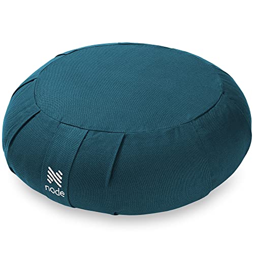 Meditation Cushion | 15" Round, Buckwheat Fill, Organic Cotton Cover, Teal