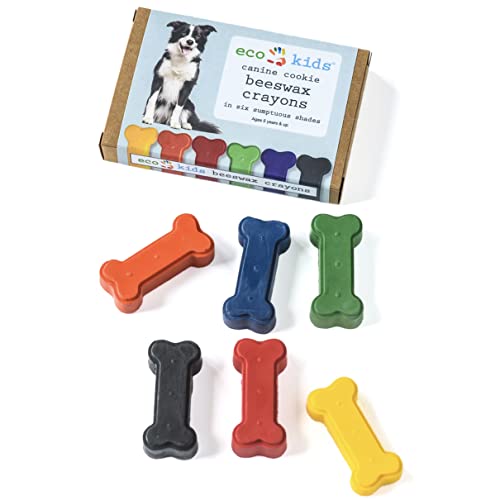 eco-kids Beeswax & Soy-Wax Canine Cookie Crayons (6-Pack) - Assorted Vibrant Food-Grade Colors – Coloring, Drawing, Creative Play - Durable & Long Lasting - Safe & Non-Toxic - Made in USA – Ages 5+