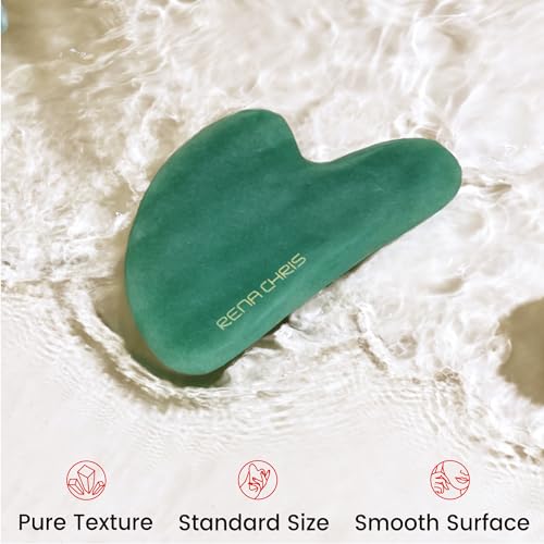 Gua Sha Tool | Natural Jade Stone, Manual Massage for Jawline Sculpting, Green