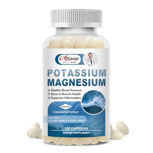 Magnesium Potassium Supplement | 120 Capsules, Non-GMO, Gluten Free, Mood & Energy Support