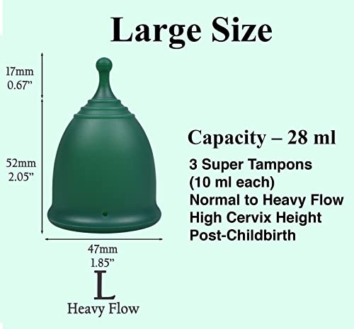 Menstrual Cup | Set of 2, Small & Large, 100% Soft Silicone