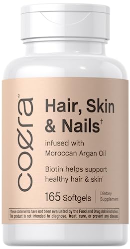 Hair, Skin and Nails Vitamins | 165 Softgels, Biotin & Collagen, Non-GMO & Gluten Free