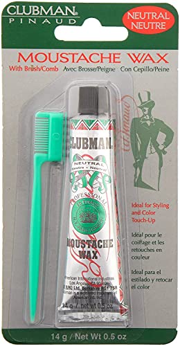 Mustache Wax | 0.5 Ounce, Includes Brush/Comb Applicator