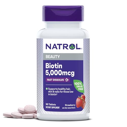 Dietary Supplement | 5000mcg Biotin, 90 Strawberry-Flavored Tablets